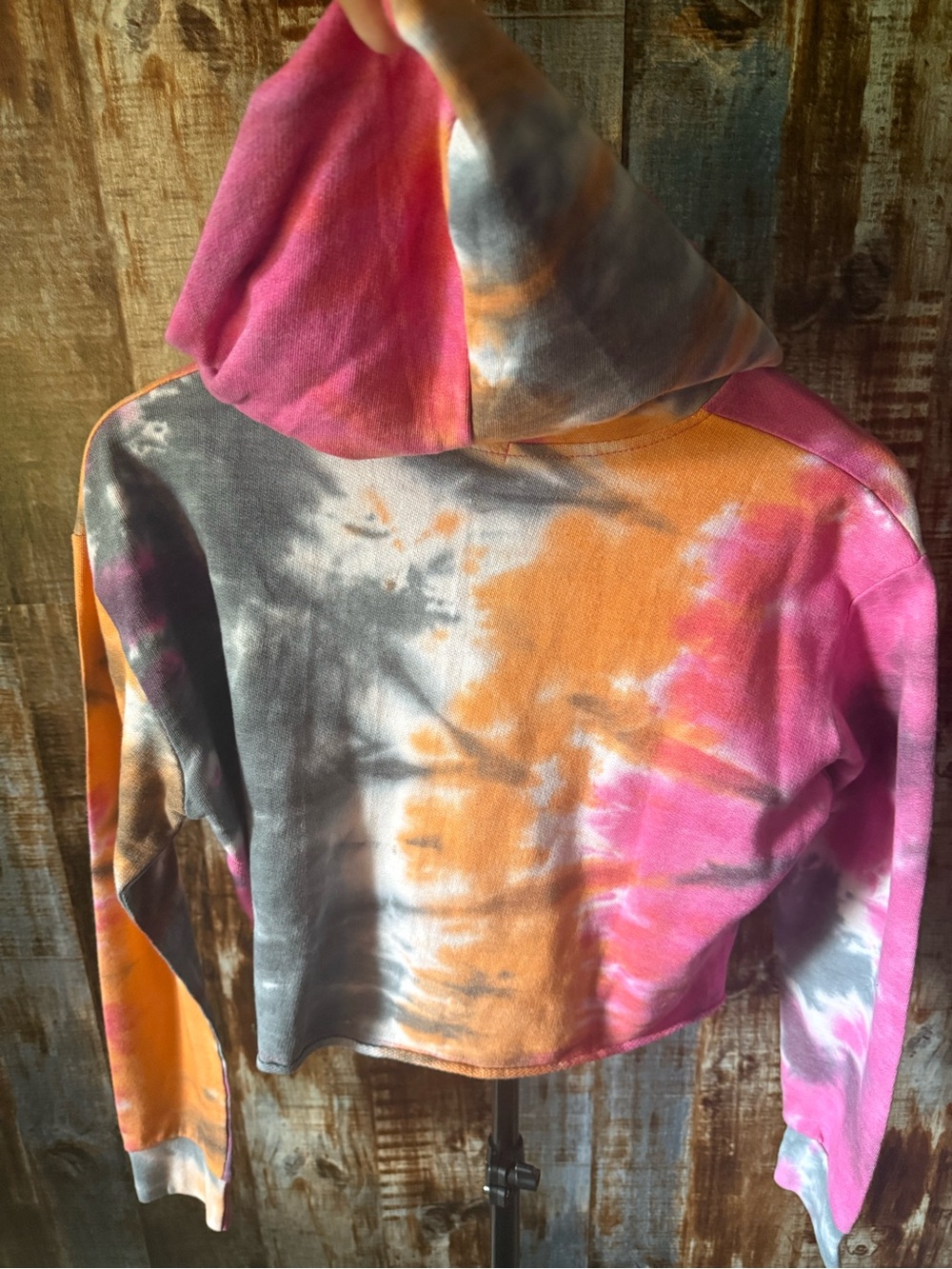 Great Smoky Mountains Awesome Concept Tie Dye Crop Zip Hoodie Large Pink - Picture 6 of 6